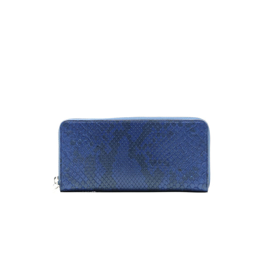 PYTHON 藍染パイソンレザー ラウンドジップ長財布 B-2470