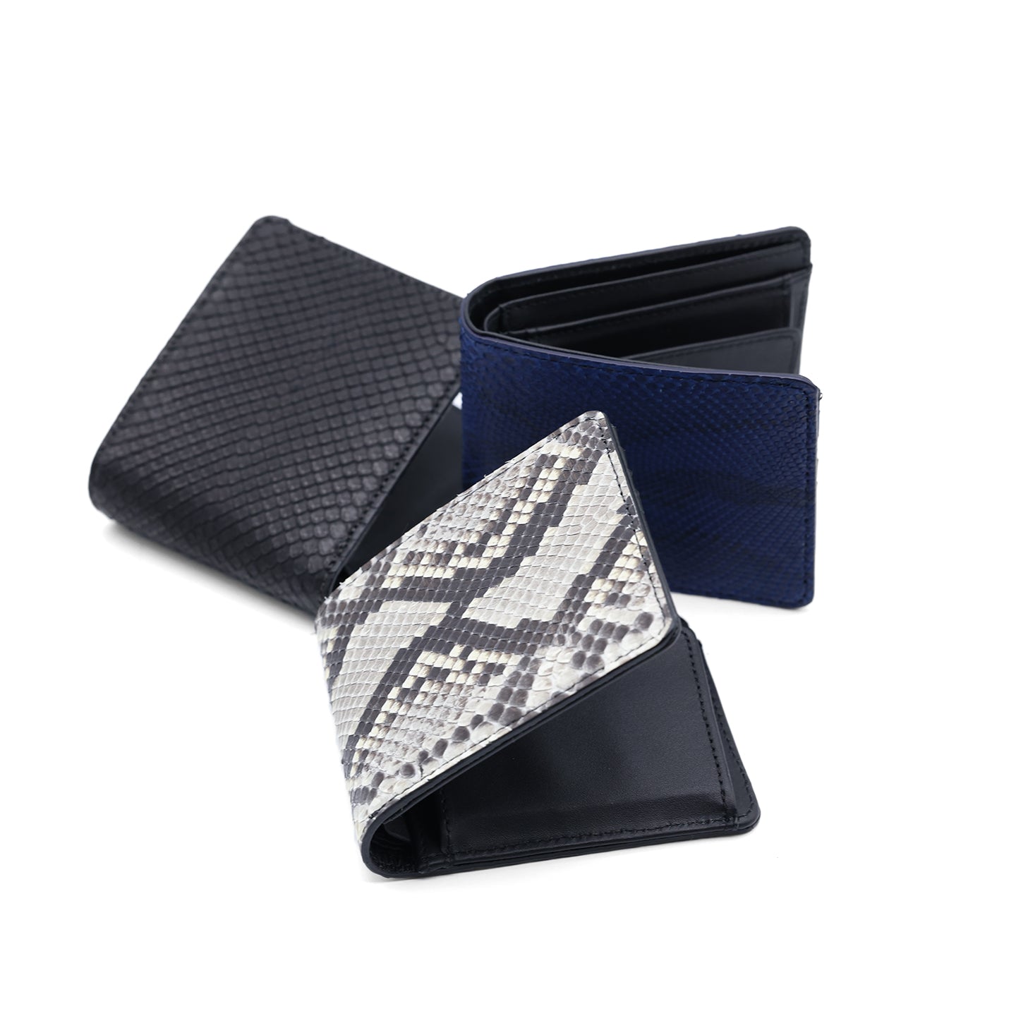 PYTHON 藍染パイソンレザー 二つ折り財布 B-2472